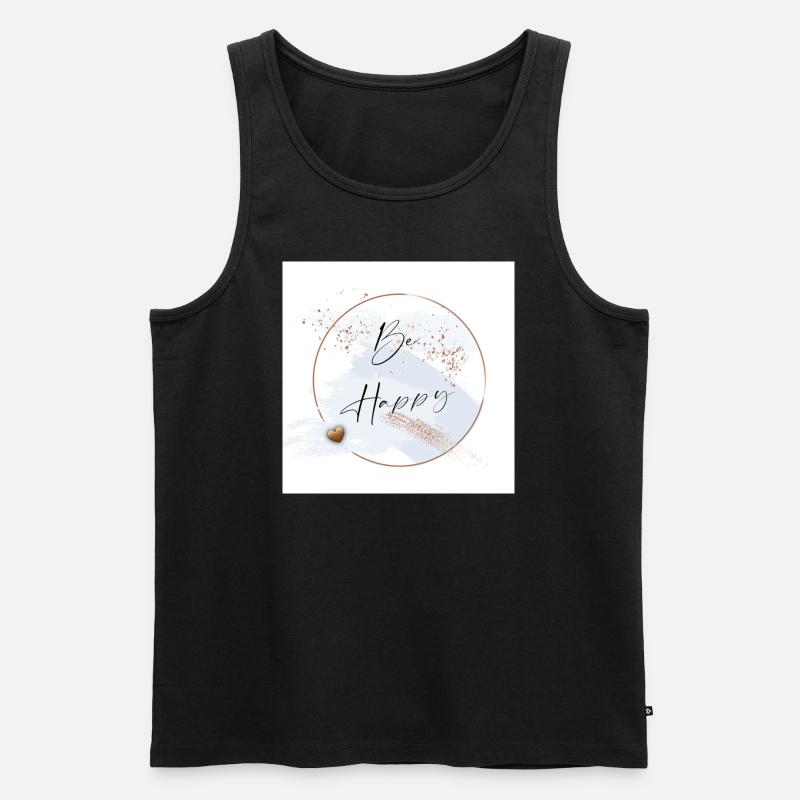 Be happy - Männer Premium Bio Tank Top - Schwarz