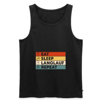 Eat Sleep Langlauf Repeat Wintersport Skifahrer La - Männer Premium Bio Tank Top - Schwarz - Vorne - Michal (187cm)