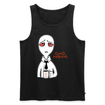 Good Morning Morning Grouch Night Owl Love Job - Men's Premium Organic Tank Top - black - Front - AI Model Male 178 light (178cm)