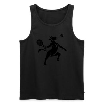 Kuh Tennis Tennisball Balancieren Horn Silhouette - Männer Premium Bio Tank Top - Schwarz - Vorne - Michal (187cm)