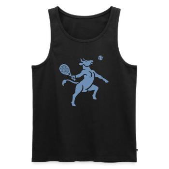Cow Tennis Tennis Ball Balancing Horn Silhouette - Men's Premium Organic Tank Top - black - Front - Michal (187cm)