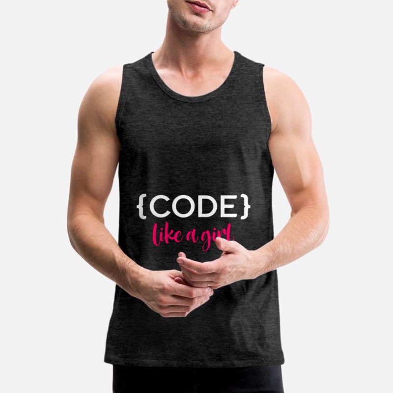 Code Like A Girl Programming Coder Computer Geek D Männer Premium Bio Tank Top