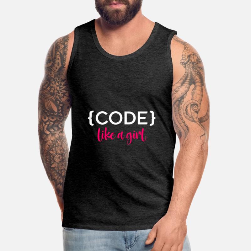 Code Like A Girl Programming Coder Computer Geek D Männer Premium Bio Tank Top