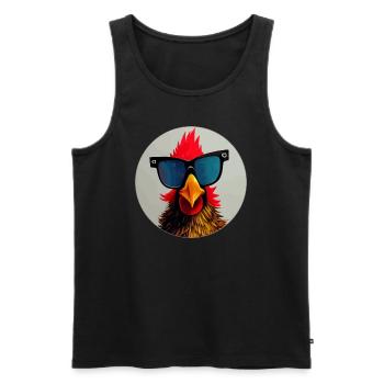 Poulet avec lunettes de soleil - Débardeur bio Premium Homme - noir - Devant - Michal (187cm)