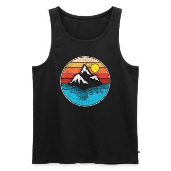 Meer Berg Berge Retro Grafik - Männer Premium Bio Tank Top - Schwarz - Vorne - AI Model Male 178 light (178cm)