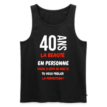 Cadeau 40 ans la beauté en personne humour - Débardeur bio Premium Homme - noir - Devant - Michal (187cm)