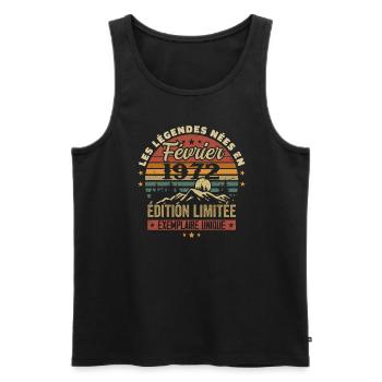 Born In February 1972 Birthday 52 Retro 52nd - Men's Premium Organic Tank Top - black - Front - Michal (187cm)