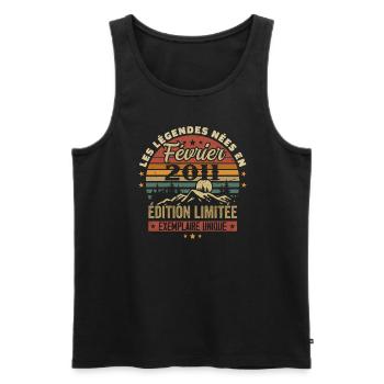 Geboren im Februar 2011 Geburtstag 13 Jahre Retro 13 - Männer Premium Bio Tank Top - Schwarz - Vorne - Michal (187cm)
