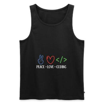 Peace Love Coding Coder Software Developer Program - Männer Premium Bio Tank Top - Schwarz - Vorne - AI Model Male 178 light (178cm)