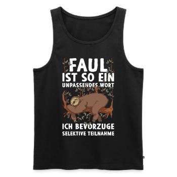 Faultier Sprüche Faul sein Chillen Relax Pizza - Männer Premium Bio Tank Top - Schwarz - Vorne - AI Model Male 178 light (178cm)
