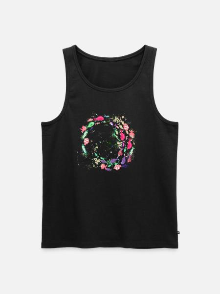 Schools of fish,fish,painting,blue,tropical fish - Men's Premium Organic Tank Top - black