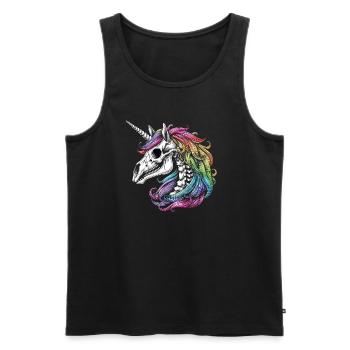 Unicorn Skeleton Skull with Rainbow Hair - Men's Premium Organic Tank Top - black - Front - AI Model Male 178 light (178cm)