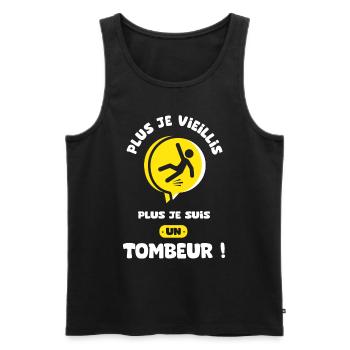 plus je vieillis plus je suis un tombeur - Débardeur bio Premium Homme - noir - Devant - Michal (187cm)