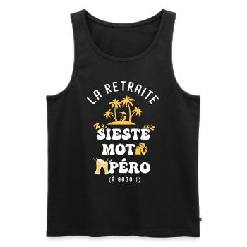 motard humour retraite sieste moto apéro - Débardeur bio Premium Homme - noir - Devant - Michal (187cm)