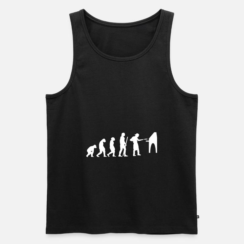 Human Evolution Pizza Delivery Guy Eating Pizza It - Männer Premium Bio Tank Top - Schwarz