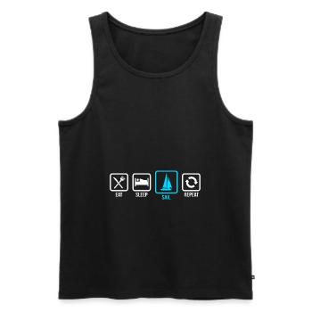Eat Sleep Sail Repeat Sailor Skipper Captain Sailb - Männer Premium Bio Tank Top - Schwarz - Vorne - Michal (187cm)
