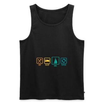 Eat Sleep Sail Repeat Sailor Skipper Captain Sailb - Männer Premium Bio Tank Top - Schwarz - Vorne - Michal (187cm)