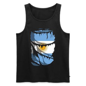Flag of Argentina, torn fabric effect - Men's Premium Organic Tank Top - black - Front - AI Model Male 178 light (178cm)