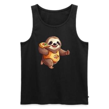 Sloth Marathon Runner, Pizza and Burgers, Fast - Men's Premium Organic Tank Top - black - Front - Michal (187cm)
