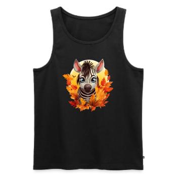 Zebra im Herbst: Laub & Sonnenuntergang - Männer Premium Bio Tank Top - Schwarz - Vorne - AI Model Male 178 light (178cm)