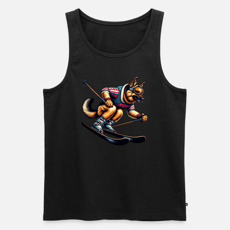 Schäferhund Ski Winterabenteuer - Männer Premium Bio Tank Top - Schwarz