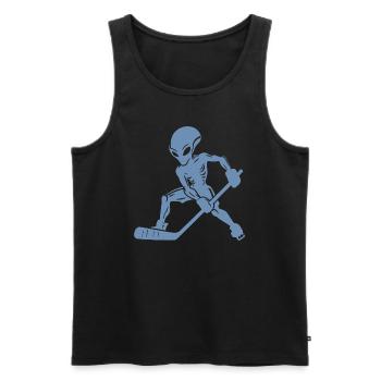 Alien Ice Hockey Player Silhouette Minimalist - Men's Premium Organic Tank Top - black - Front - Michal (187cm)