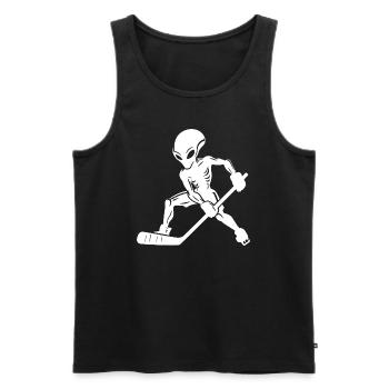 Alien Ice Hockey Player Silhouette Minimalist - Men's Premium Organic Tank Top - black - Front - Michal (187cm)