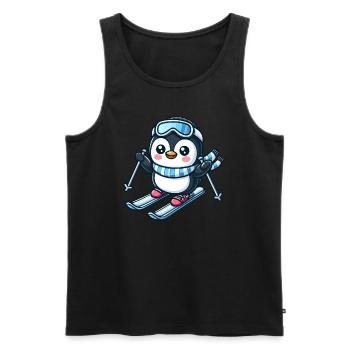 Pinguin Skifahrer Wintersport Abenteuer - Männer Premium Bio Tank Top - Schwarz - Vorne - Michal (187cm)