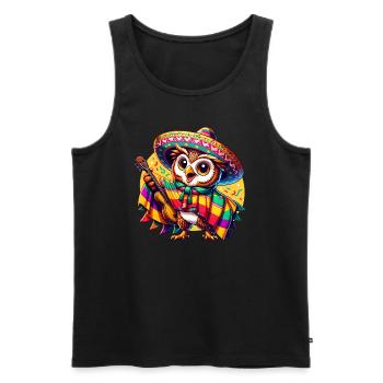 Cinco de Mayo Owl Guitarist - Men's Premium Organic Tank Top - black - Front - Michal (187cm)