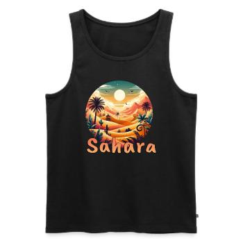 Sahara: Wüstenzauber in Marokko & Ägypten - Männer Premium Bio Tank Top - Schwarz - Vorne - AI Model Male 178 light (178cm)