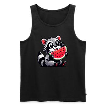 Waschbär Mit Wassermelone Fruchtig Lustig - Männer Premium Bio Tank Top - Schwarz - Vorne - Michal (187cm)