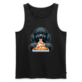 Schwarzer Pudel liebt Pizza lustiger Hund - Männer Premium Bio Tank Top - Schwarz - Vorne - Michal (187cm)