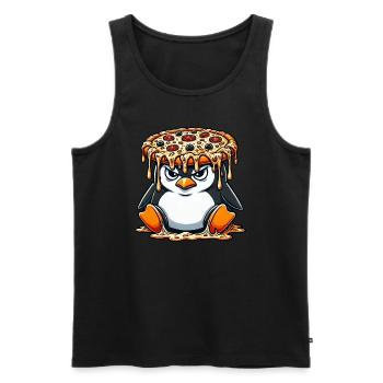 mignon pingouin chef dessin animé pizza maladroite - Débardeur bio Premium Homme - noir - Devant - AI Model Male 178 light (178cm)