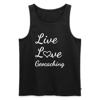 Geocacher Live Love Geocaching - Men's Premium Organic Tank Top - black - Front - AI Model Male 178 light (178cm)