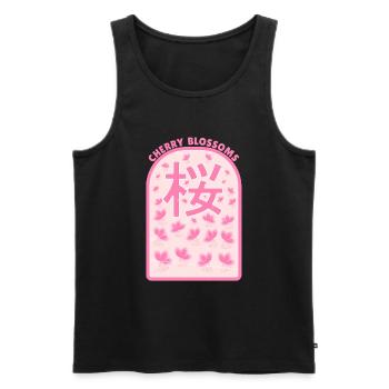 Cherry blossoms Sakura - Men's Premium Organic Tank Top - black - Front - AI Model Male 178 light (178cm)