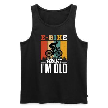 E-bike because im old - MTB E-Bike in der Natur - Männer Premium Bio Tank Top - Schwarz - Vorne - AI Model Male 178 light (178cm)