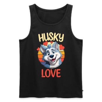 Husky Liebe Hund Schlittenhund Hunderasse Winter - Männer Premium Bio Tank Top - Schwarz - Vorne - Michal (187cm)