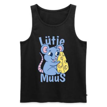 Lütje Muus Plattdeutsch Maus - Männer Premium Bio Tank Top - Schwarz - Vorne - Michal (187cm)