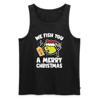 We Fish You A Merry Christmas - Men's Premium Organic Tank Top - black - Front - AI Model Male 178 light (178cm)