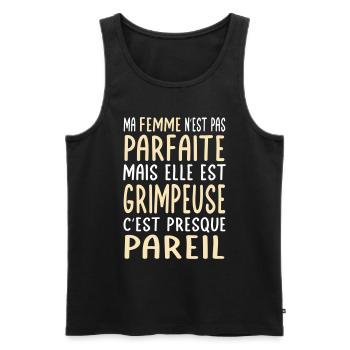 Ma femme pas parfaite mais elle est grimpeuse - Débardeur bio Premium Homme - noir - Devant - AI Model Male 178 light (178cm)