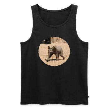 Kleiner Elefant im Laufschritt - Männer Premium Bio Tank Top - Schwarz - Vorne - AI Model Male 178 light (178cm)