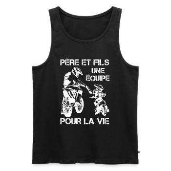 Père Et Fils Une Équipe Pour La Vie - Débardeur bio Premium Homme - noir - Devant - AI Model Male 178 light (178cm)
