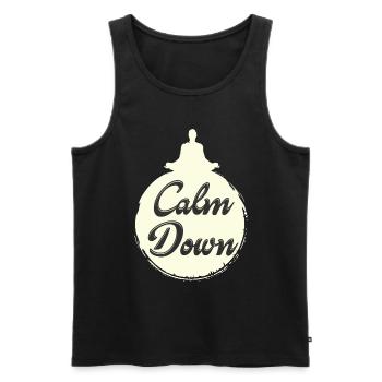 Entspannung und Relax. Just Calm Down - Männer Premium Bio Tank Top - Schwarz - Vorne - Michal (187cm)