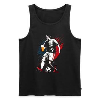 Représentation réaliste du footballeur amateur - Débardeur bio Premium Homme - noir - Devant - AI Model Male 178 light (178cm)