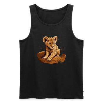 Bébé Lion Wildcat - Débardeur bio Premium Homme - noir - Devant - Michal (187cm)