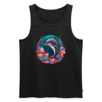 Delfin Korallen Meer Ozean Meeresleben Tiere Wal - Männer Premium Bio Tank Top - Schwarz - Vorne - AI Model Male 178 light (178cm)