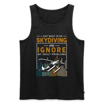 Parachutisme, Adrénaline, Vol, Parapente - Débardeur bio Premium Homme - noir - Devant - Michal (187cm)