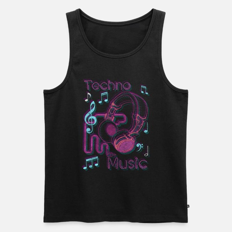 Rave Dj Tanzen Kopfhörer - Männer Premium Bio Tank Top - Schwarz