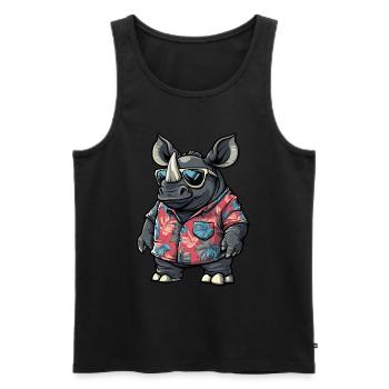 Rhino Funny Summer - Men's Premium Organic Tank Top - black - Front - Michal (187cm)