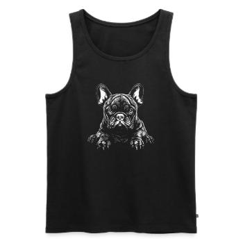Liegende Französische Bulldogge - Männer Premium Bio Tank Top - Schwarz - Vorne - AI Model Male 178 light (178cm)